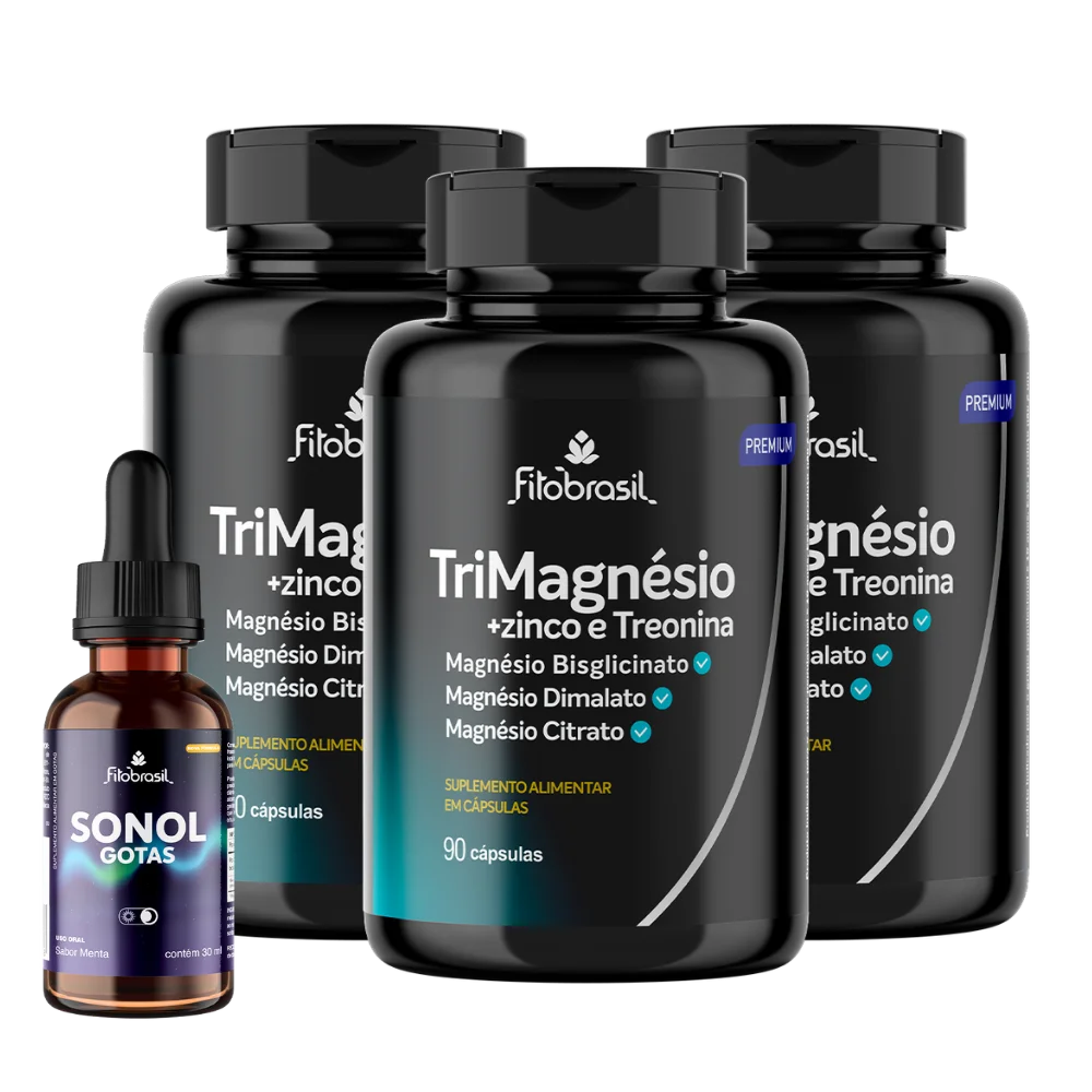 Kit TriMagnésio 3 frascos com Sonol Gotas de brinde
