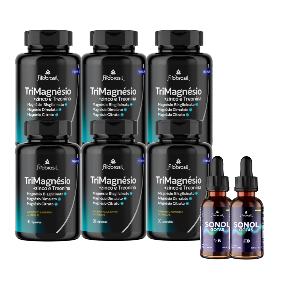Kit TriMagnésio 6 frascos com 2 Sonol Gotas de brinde
