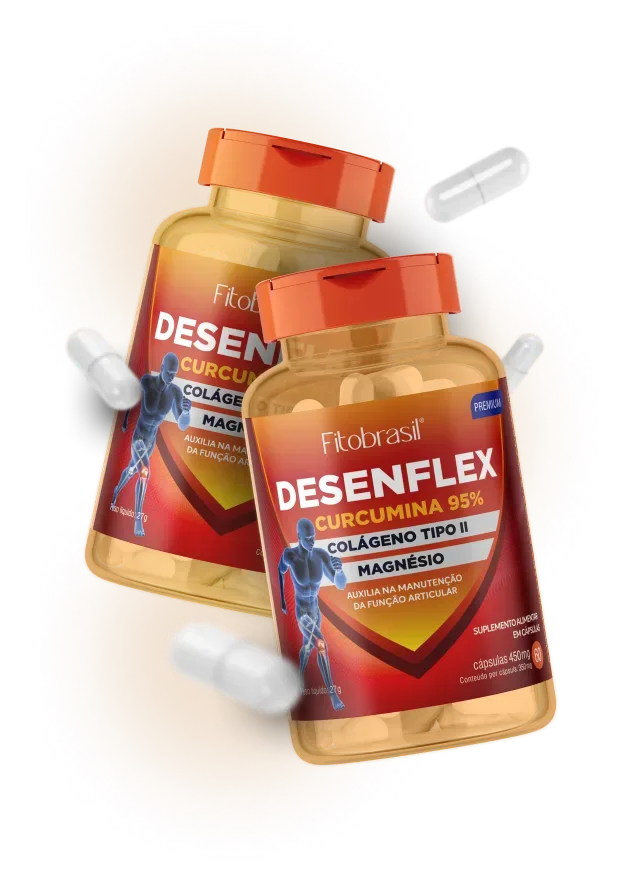 Frascos do suplemento Desenflex, da Fitobrasil